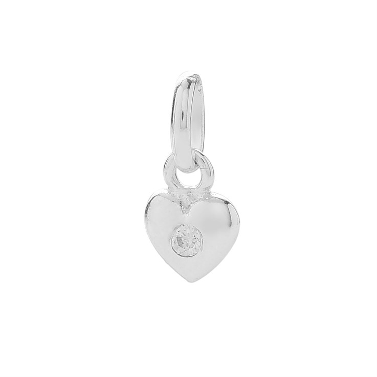 Mini Heart with CZ Charm Pendant Sterling Silver