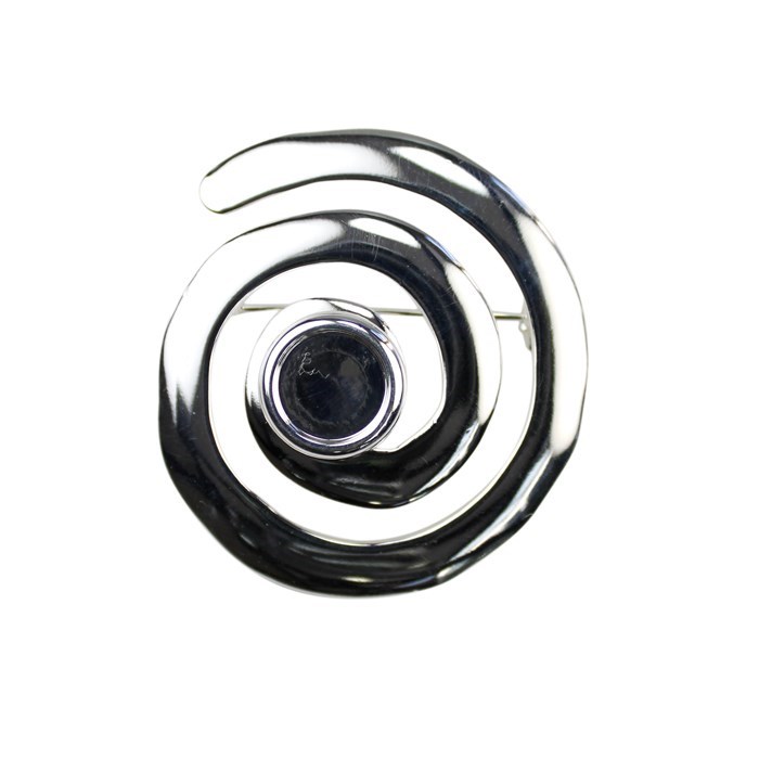 Swirl Brooch with 10mm Cup for Cabochon Silver Plated