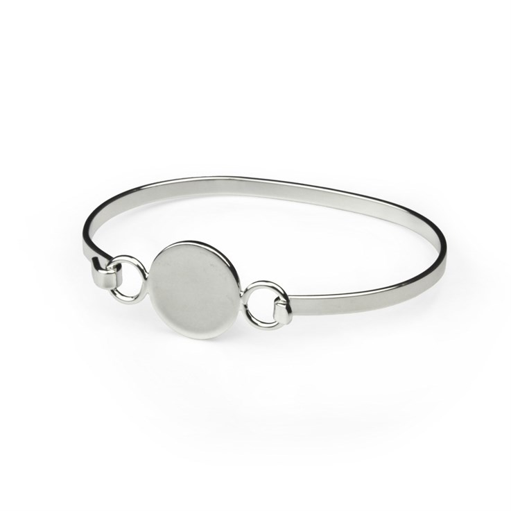 Plain Bangle Wire with 16mm Smooth Flat Pad Silver Plated