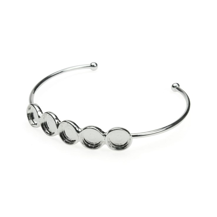 Torque Bangle with Five 8mm Cups Silver Plated