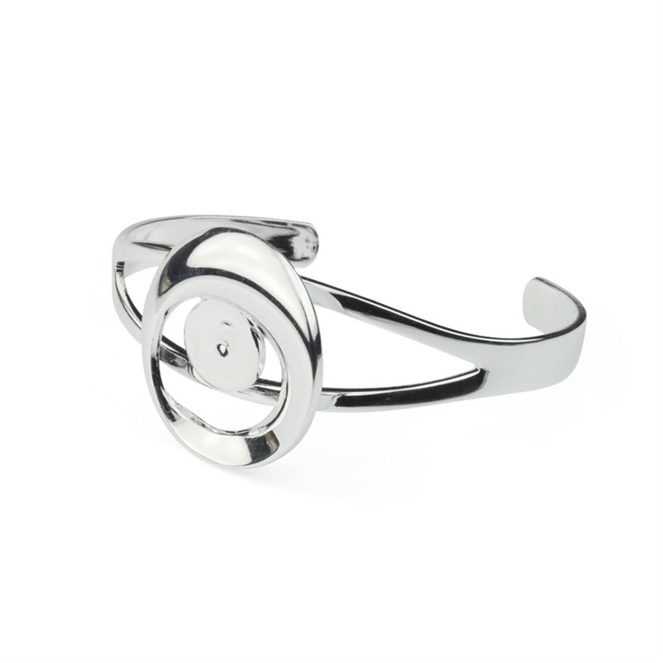 Round Swirl Design Torque Bangle with 10mm approx Flat Pad Silver Plated