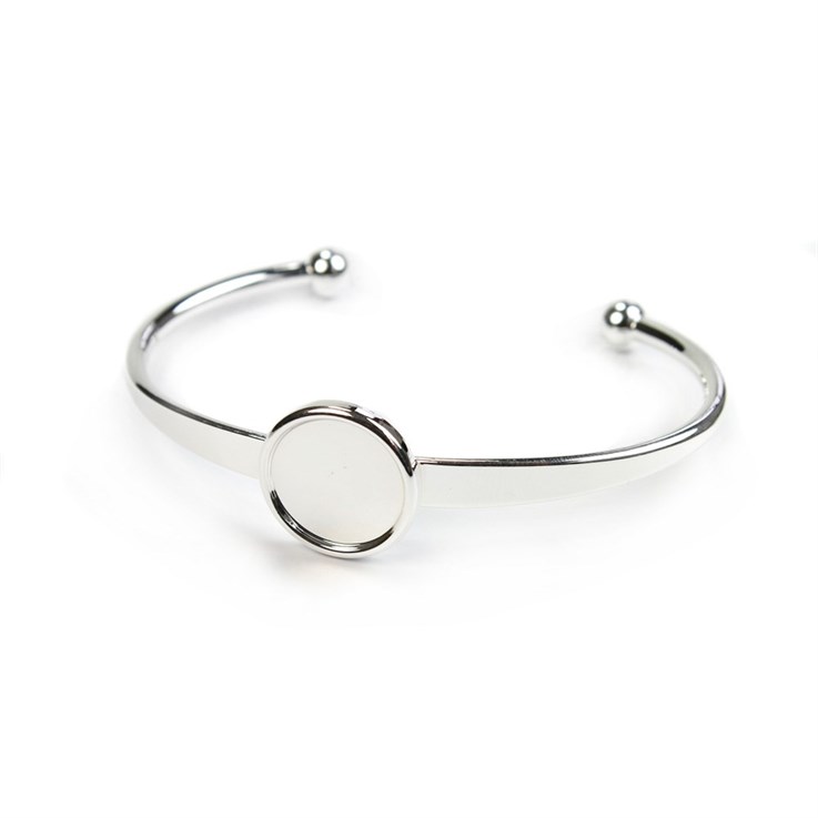 Wire Bangle with 15mm Cup Silver Plated