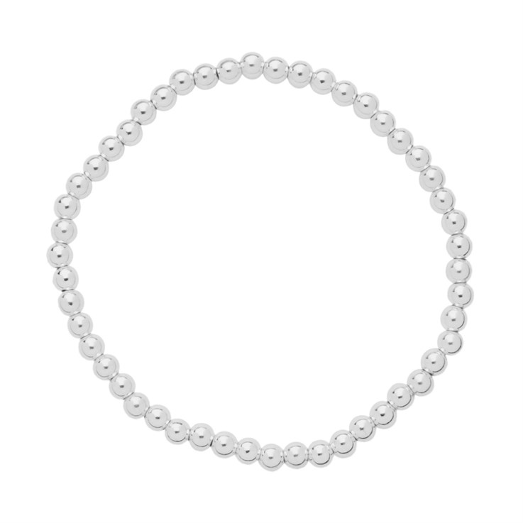 4mm Bead Elasticated Bracelet Silver Plated