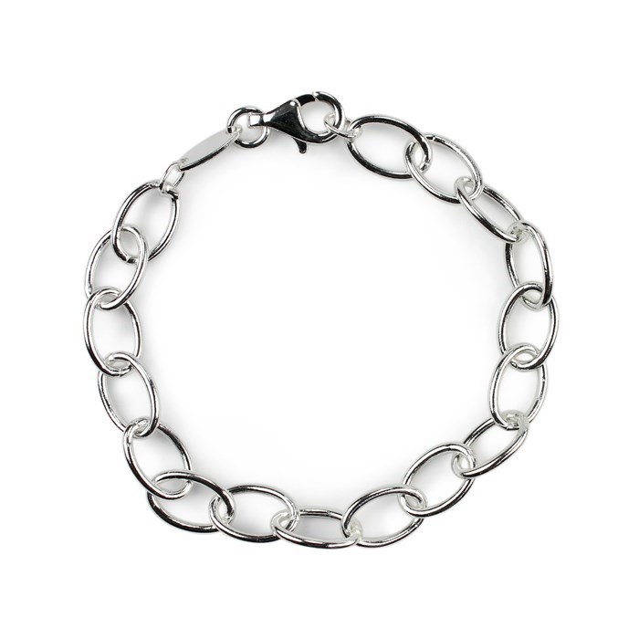 Childs 6.5" Charm Bracelet with Oval Links Silver Plated