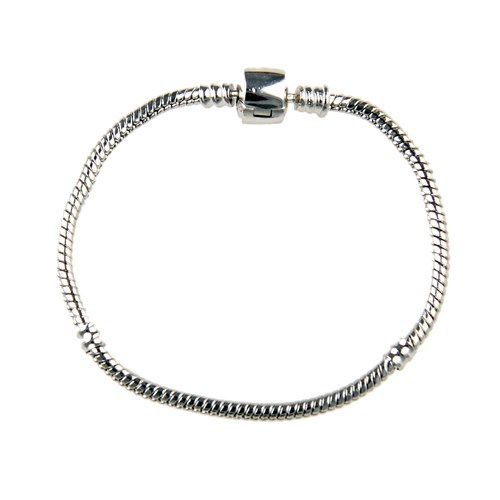 Pandora Style Charm Bracelet 7.5" Silver Plated