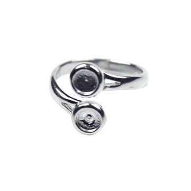 Ring with two 5mm Cups for Cabochons Sterling Silver (STS)