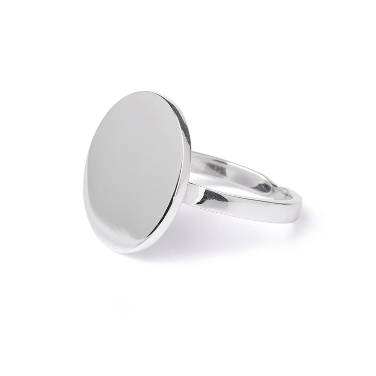 Heavy Adjustable Ring with Flat Pad 18mm Sterling Silver