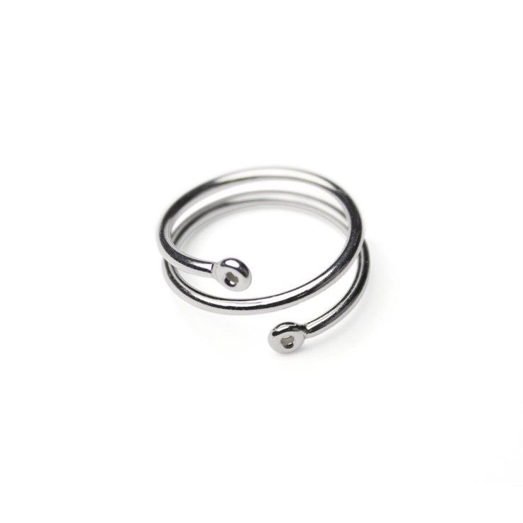 Superior Charm Ring with 2-loops Adjusts Between Sizes K & L Sterling Silver (STS)