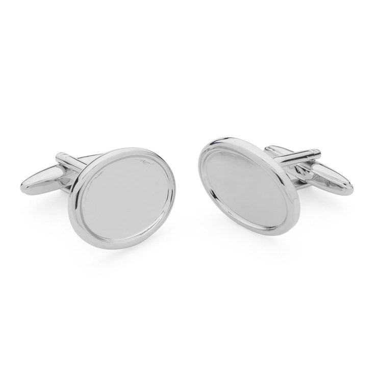 Cuff Link with 18x13mm Cup for Cabochon Silver Plated