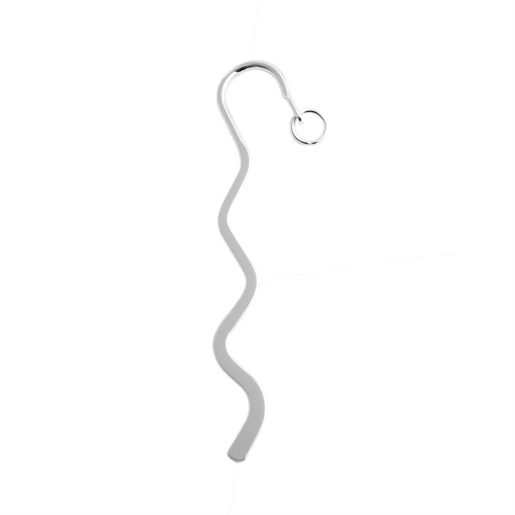 Wiggle Bookmark 85mm with Hook & 8mm Jump Ring  Silver Plated