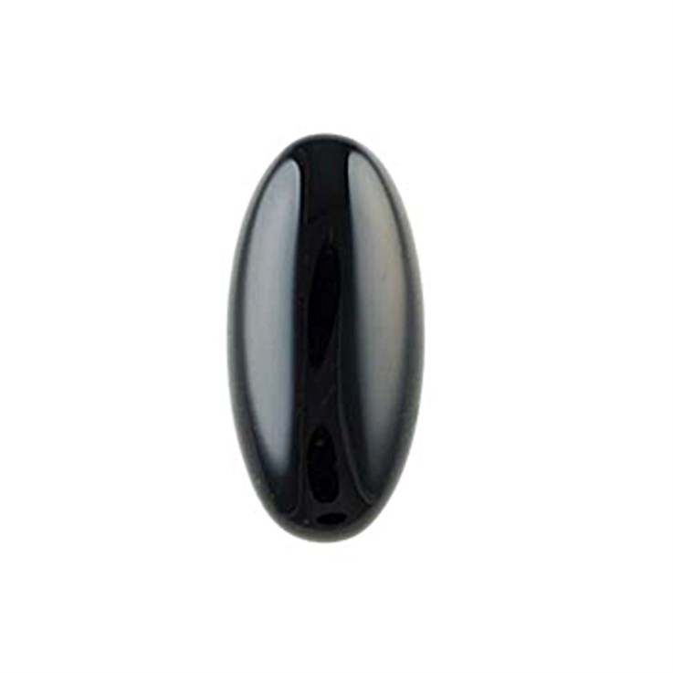 9 x 17.5mm Black/Onyx Agate Gemstone Cabochon