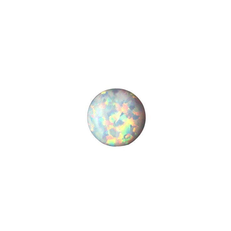 6mm Lab Created Opal White with Red Pinfire Gemstone Cabochon