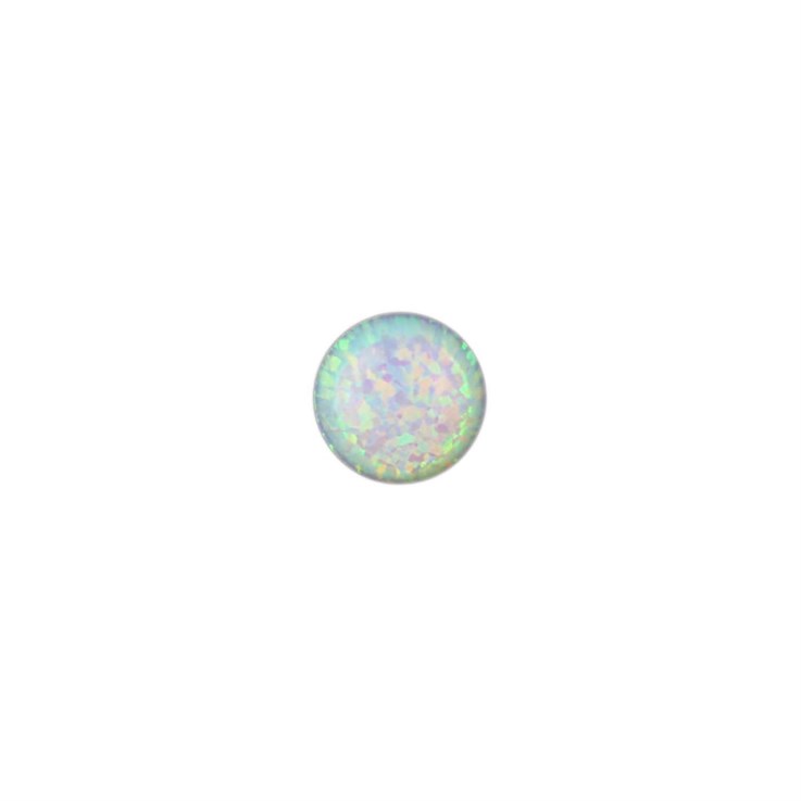 8mm Lab Created Opal White with Green Pinfire Gemstone Cabochon