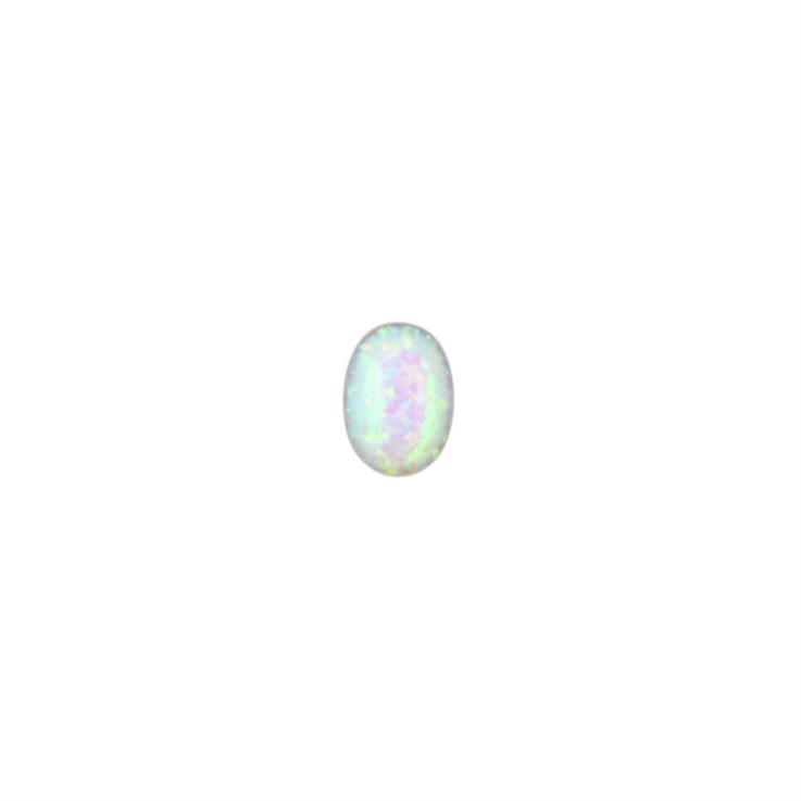 7x5mm Lab Created Opal White with Green Pinfire Gemstone Cabochon