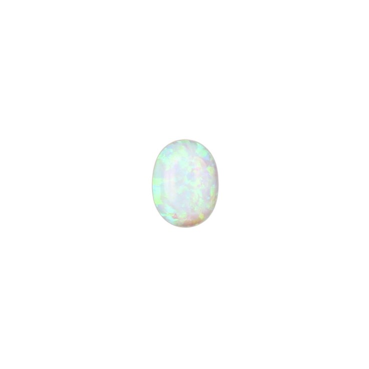 8x6mm Lab Created Opal White with Green Pinfire Gemstone Cabochon
