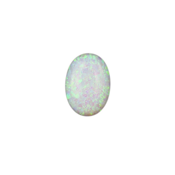 14x10mm Lab Created Opal White with Green Pinfire Gemstone Cabochon