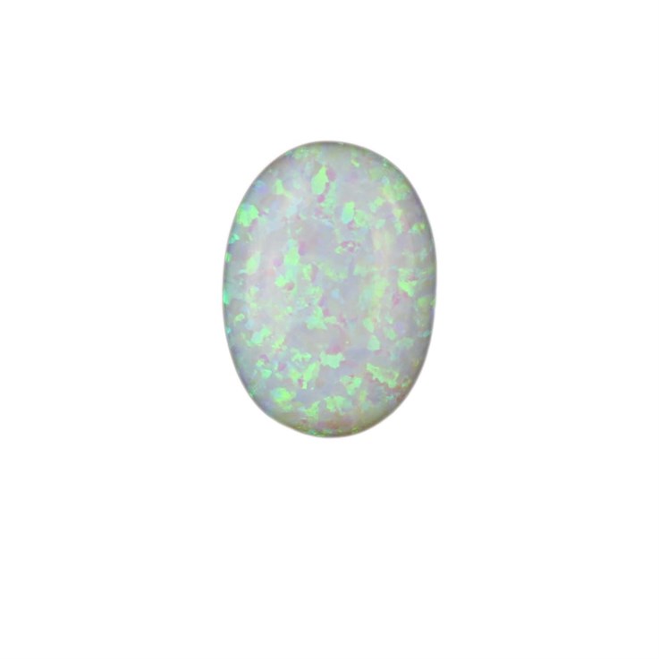 18x13mm Lab Created Opal White with Green Pinfire Gemstone Cabochon