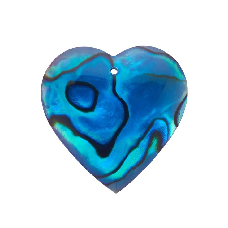 20mm Top Drilled (TD) Heart shape bead Blue Abalone