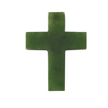 Gemstone Feature Cross  41mm long x 31mm wide x 8mm thick + Large Hole (4mm hole) Nephrite Jade