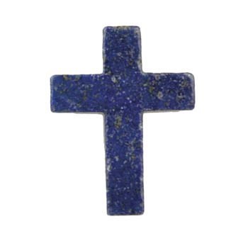 Gemstone Feature Cross 41mm long x 31mm wide x 8mm thick + Large Hole (4mm hole) Lapis Lazuli