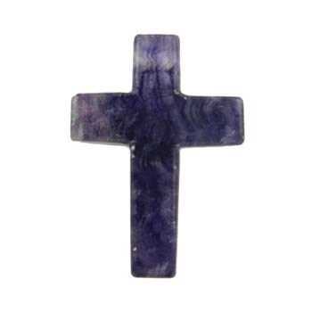 Gemstone Feature Cross 41mm long x 31mm wide x 8mm thick + Large Hole (4mm hole) Fluorite