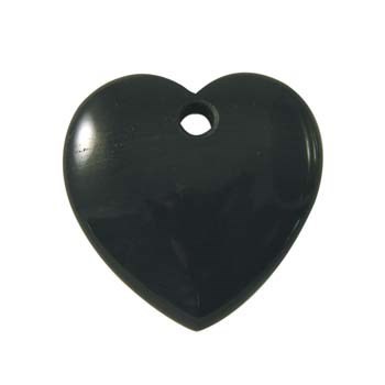 Heart 40mm + Large Hole (5mm) Black Agate