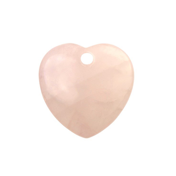 Gemstone Feature Heart 40mm + Large Hole (5mm) Rose Quartz