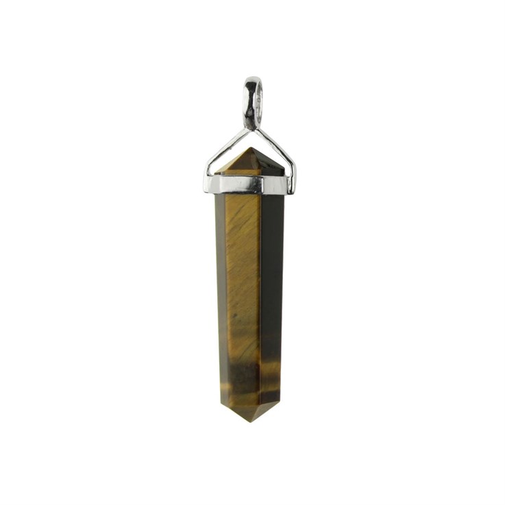 Tiger Eye Double Point Pendant (7x8x27/35mm) STS