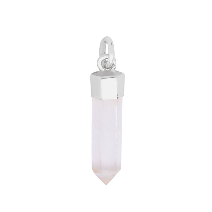 Crystal Vertical Capped Single Point Pendant (20x5mm) Sterling Silver