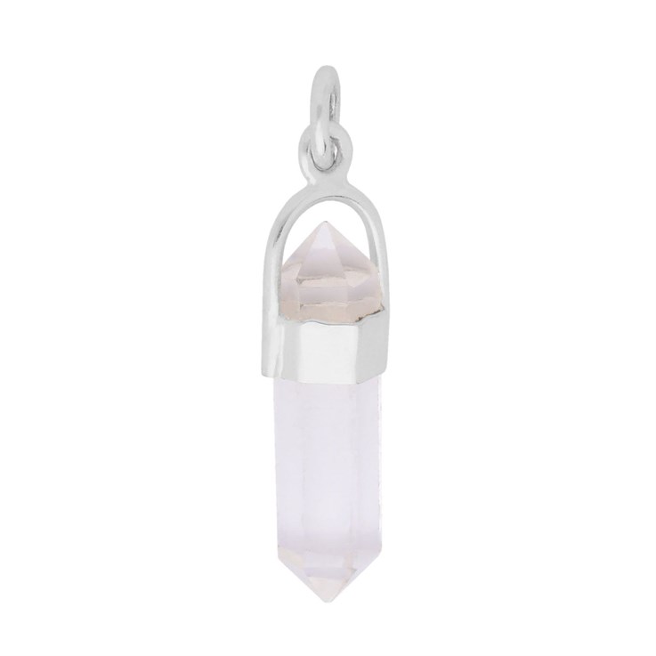 Crystal Vertical Double Point Pendant (25.5 x 7.5mm) Sterling Silver