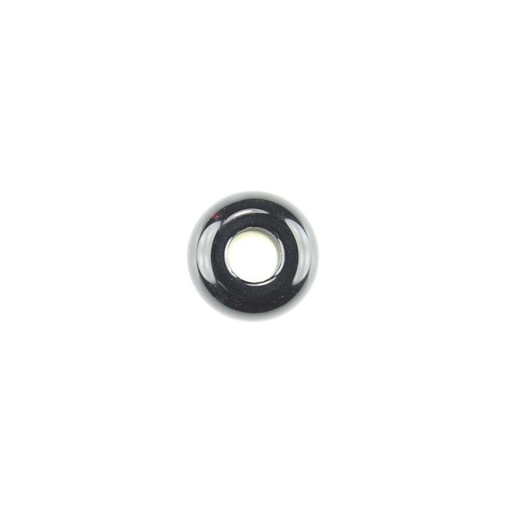 7x14mm Gemstone Rondel Bead with 5mm Hole Black Onyx