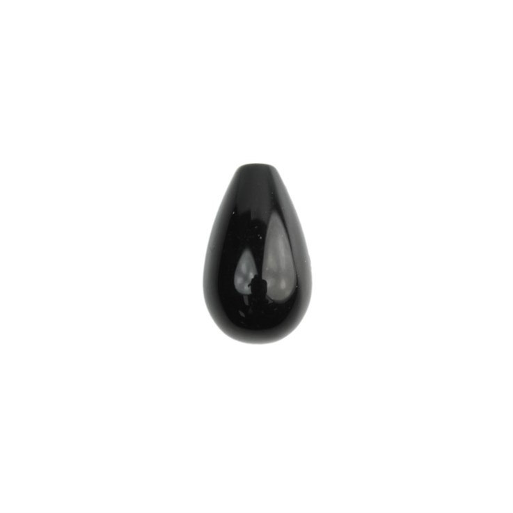 Special Half Drilled Gemstone Teardrop Black Agate 8x13mm
