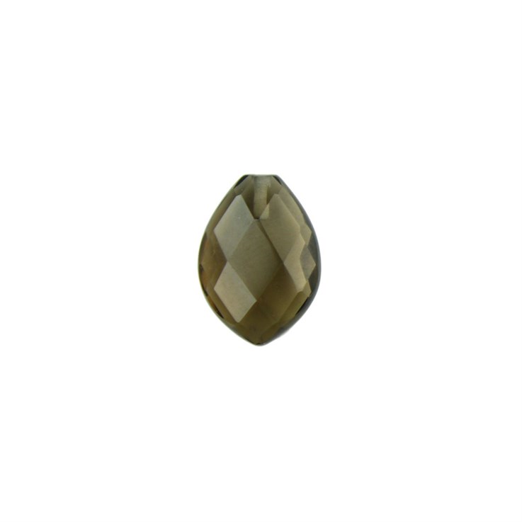 Special Half Drilled Faceted Pointed Drop Smokey Quartz 10x14x6mm