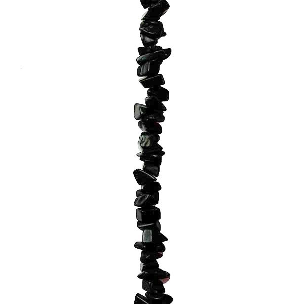 36" Gemstone tumblechip beads Black Stone