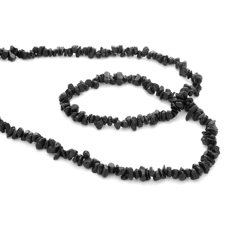 36" Continuous Superior Gemstone Tumblechip Beads Black Spinel