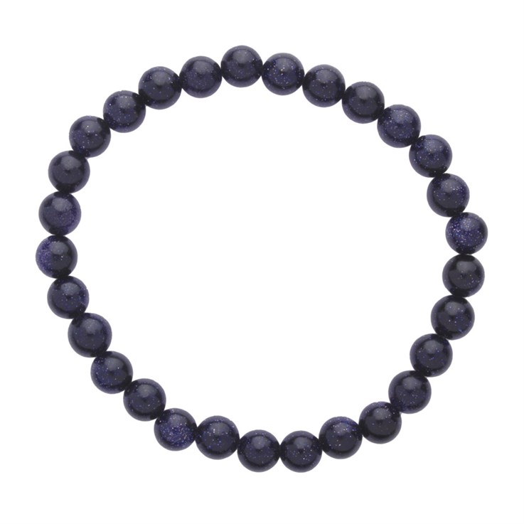 Blue Goldstone 6mm Gemstone Bead Bracelet