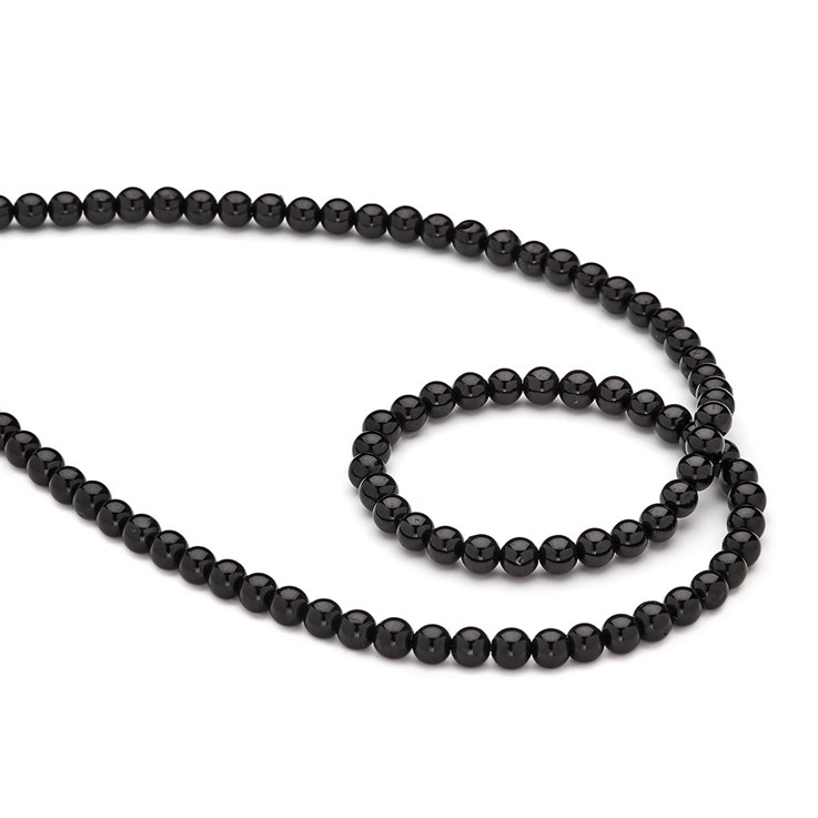 4mm Natural Black Tourmaline Round Bead (4-5mm) 39cm Strand