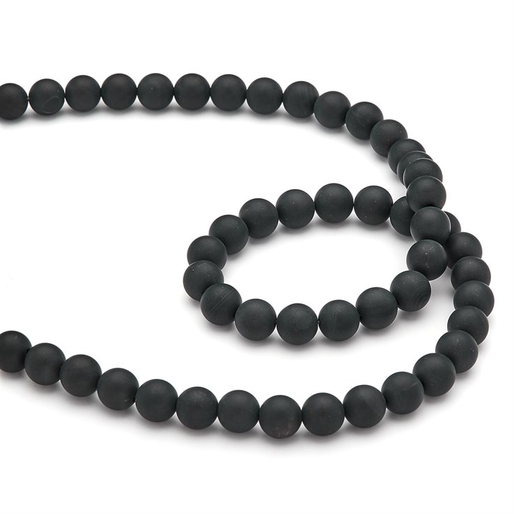8mm Round gemstone bead Black Agate MATT 40cm strand