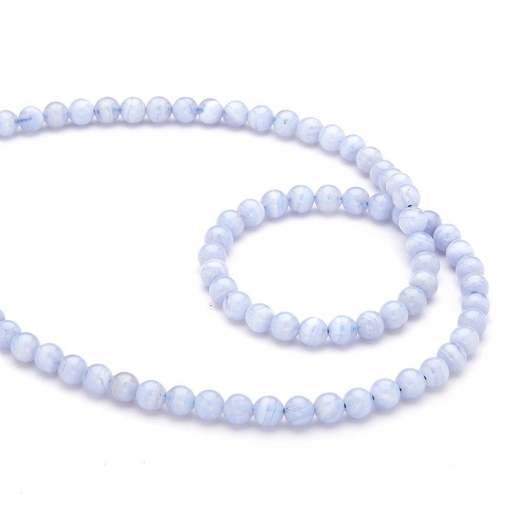 6mm Round gemstone bead Blue Lace Agate 'A'  40cm strand