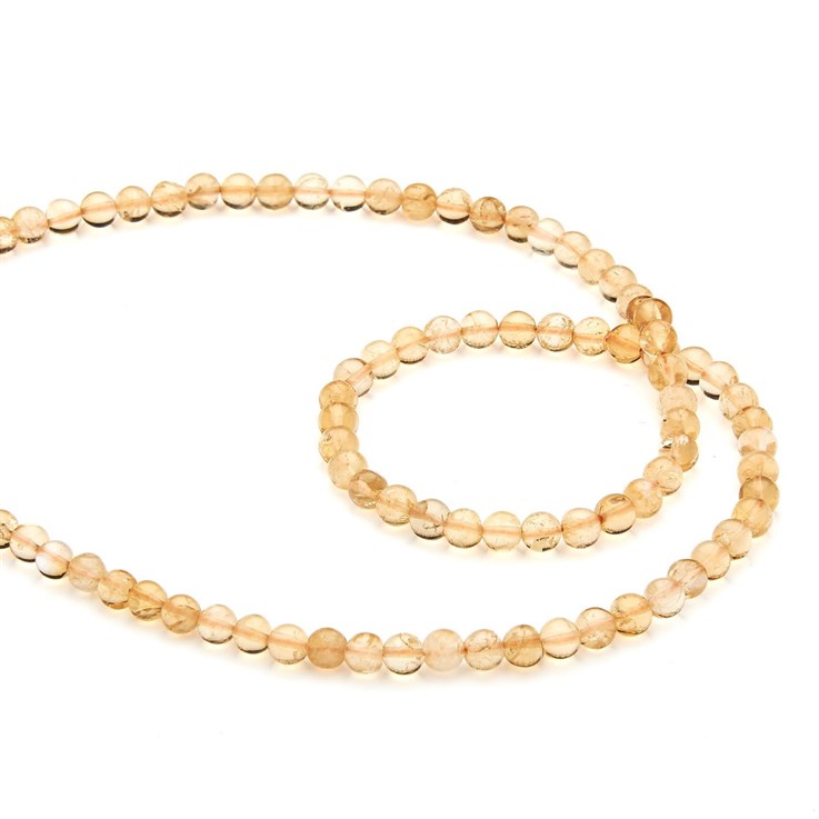 5mm Round gemstone bead Natural Citrine 40cm strand