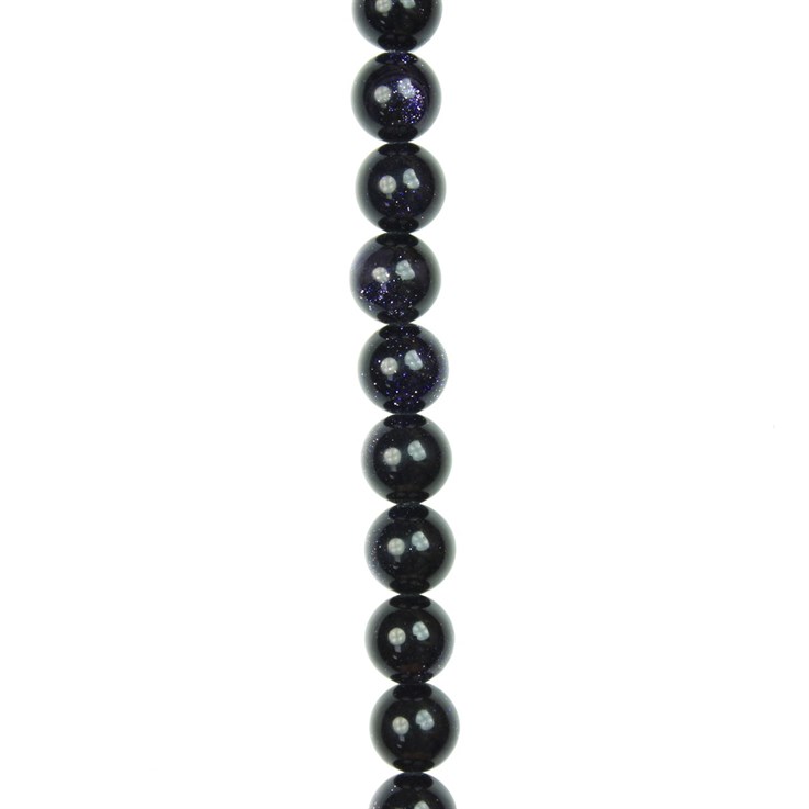 8mm Round gemstone bead Goldstone Blue 40cm strand