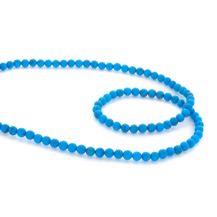 4mm Round gemstone bead Howlite Dyed Turquoise 40cm strand