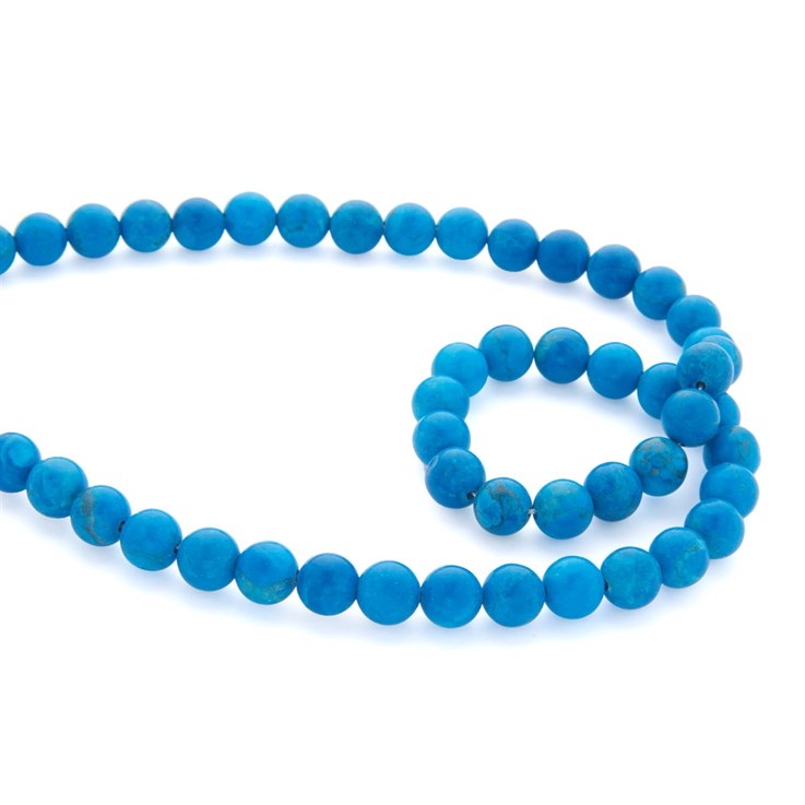 8mm Round gemstone bead Howlite Dyed Turquoise 40cm strand
