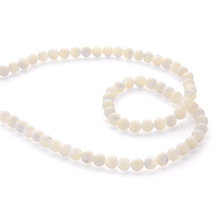 6mm Round shaped Mother of Pearl (MOP) shell bead 40cm strand