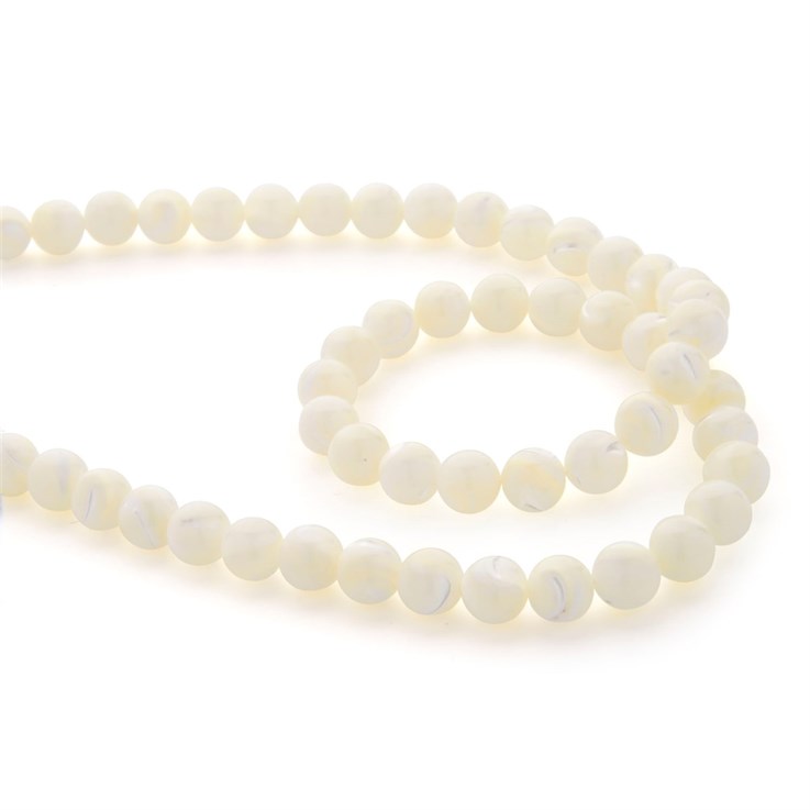 8mm Round shaped Mother of Pearl (MOP) shell bead 40cm strand