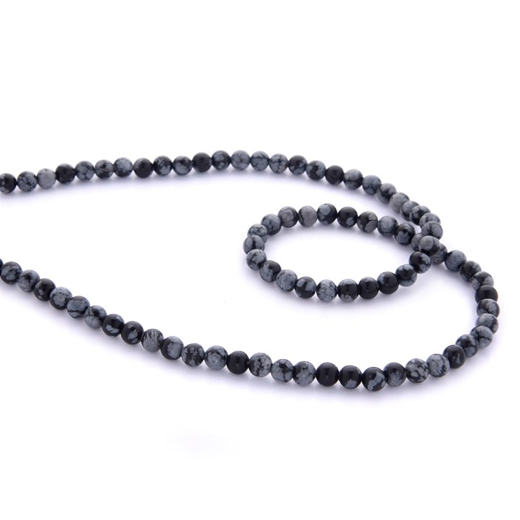 5mm Round gemstone bead Obsidian Snowflake 40cm strand