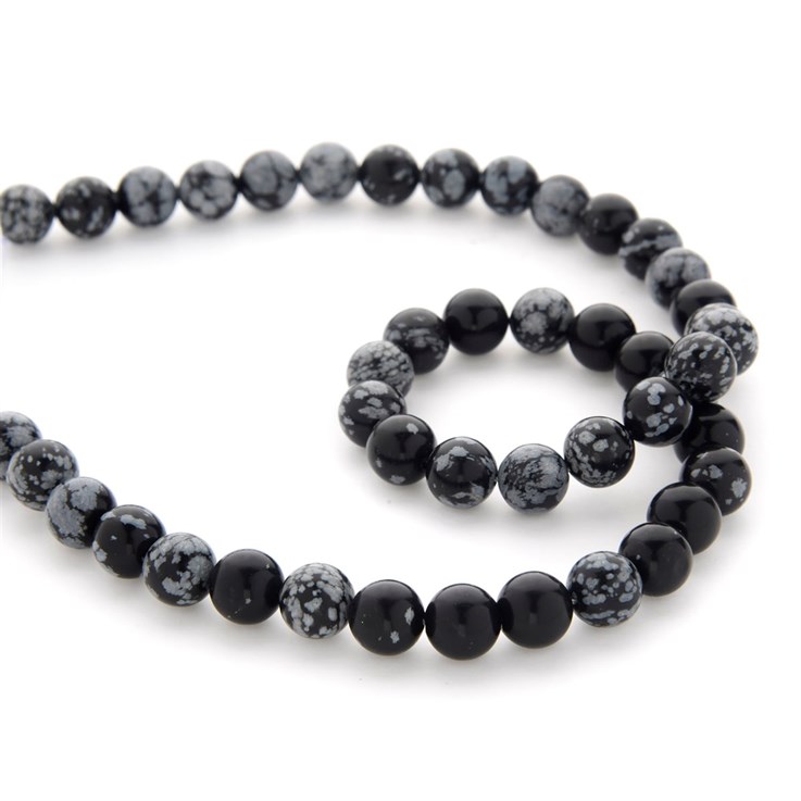 8mm Round gemstone bead Obsidian Snowflake (8-9mm) 40cm strand