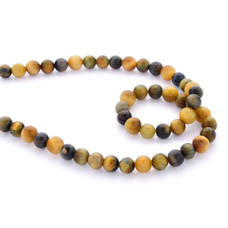 8mm Tiger Eye with Blue A Grade 40cm