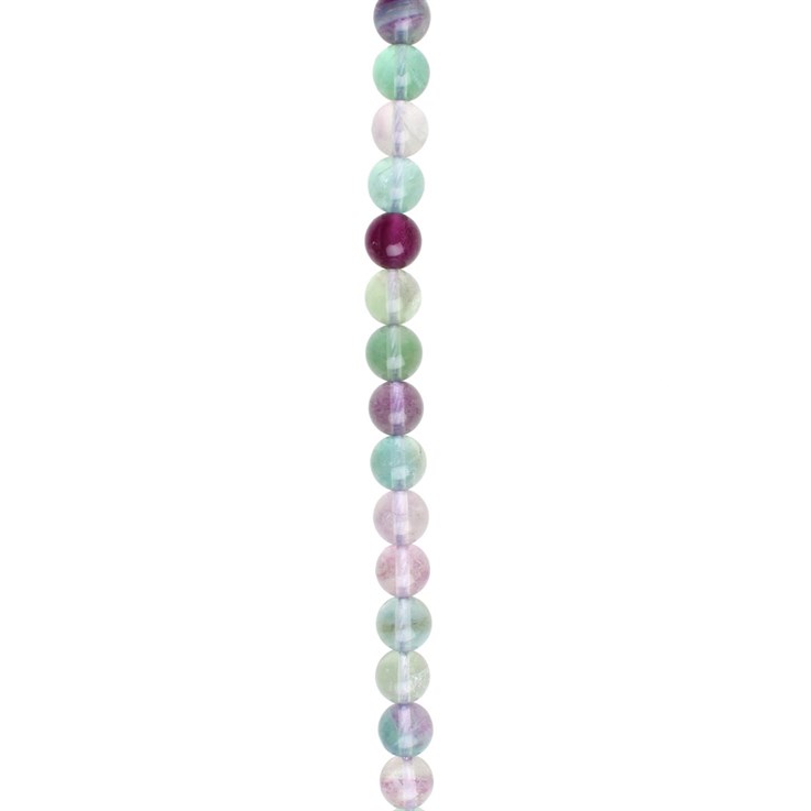 8mm Round gemstone bead Fluorite Rainbow  'AA'  40cm strand