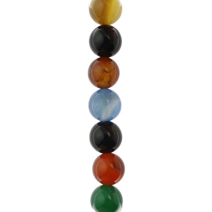 12mm Round gemstone bead Mixed Colour Agate (Dyed)  40cm strand